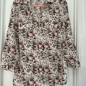 White Stag Beautiful Women's Patterned Button-Up Blouse Size L (12-14)